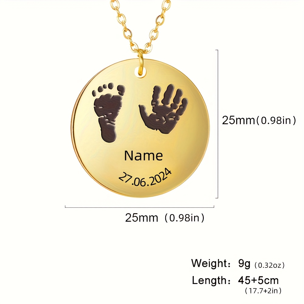 Personalized Laser-Engraved Handprint & Footprint Pendant Necklace — Custom Gift